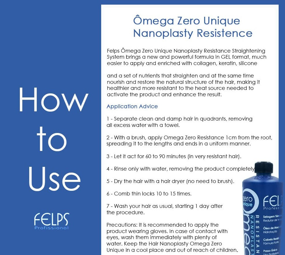 Felps Omega Zero Resistance Nanoplastia Brazilian Keratin Treatment 1L 34fl  oz