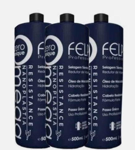 Kit 3x Felps Omega Zero Resistance Nanoplasty Keratin Treatment - 500mL