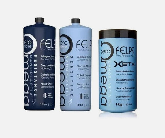 3 x Felps Omega Zero Nanoplasty Resistance and Sensitive - 2x1L And Mask Omega Zero Nanoplasty XBTX - 1Kg